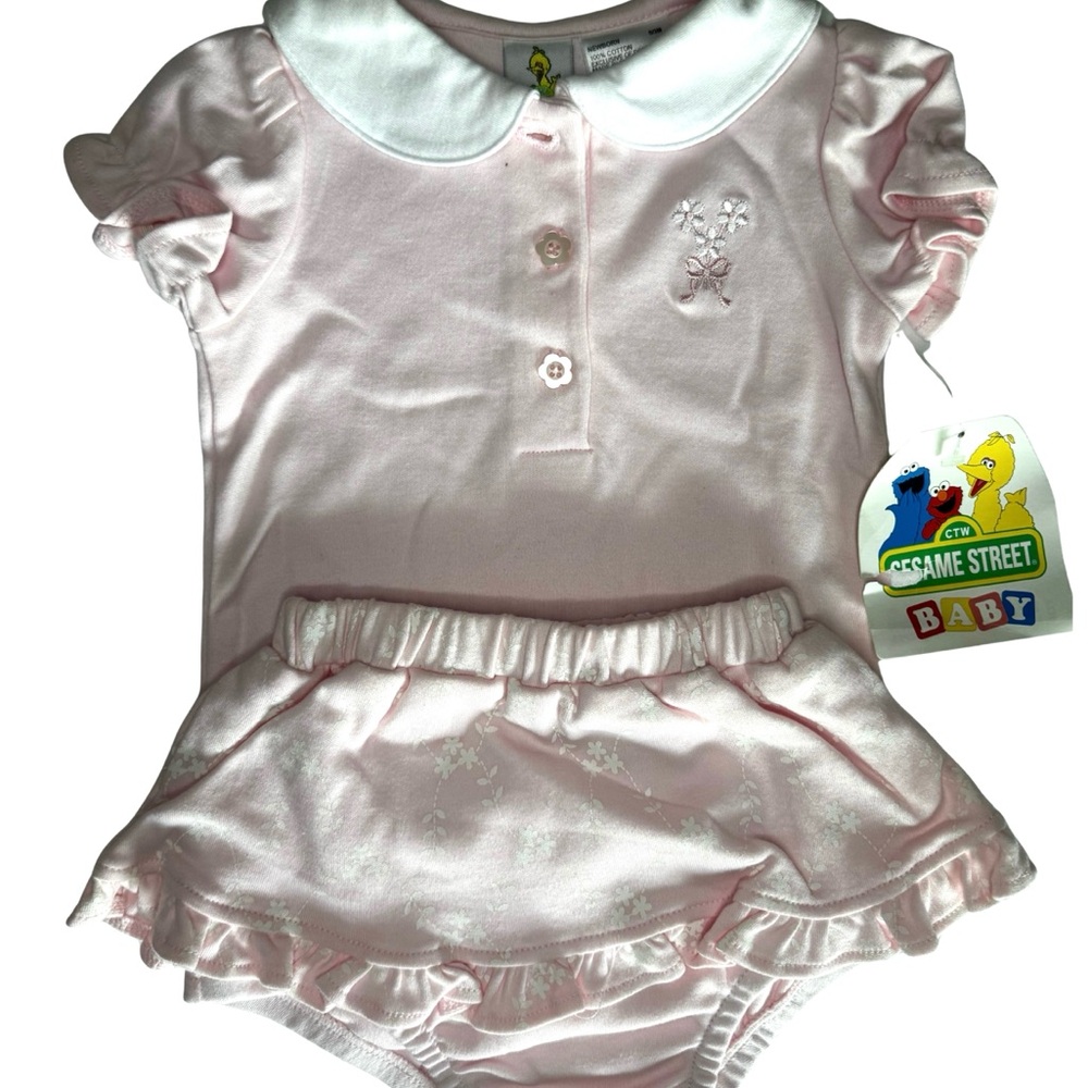 NWT Sesame Street Baby Girl Pink Outfit w/ Bloomers Size Newborn